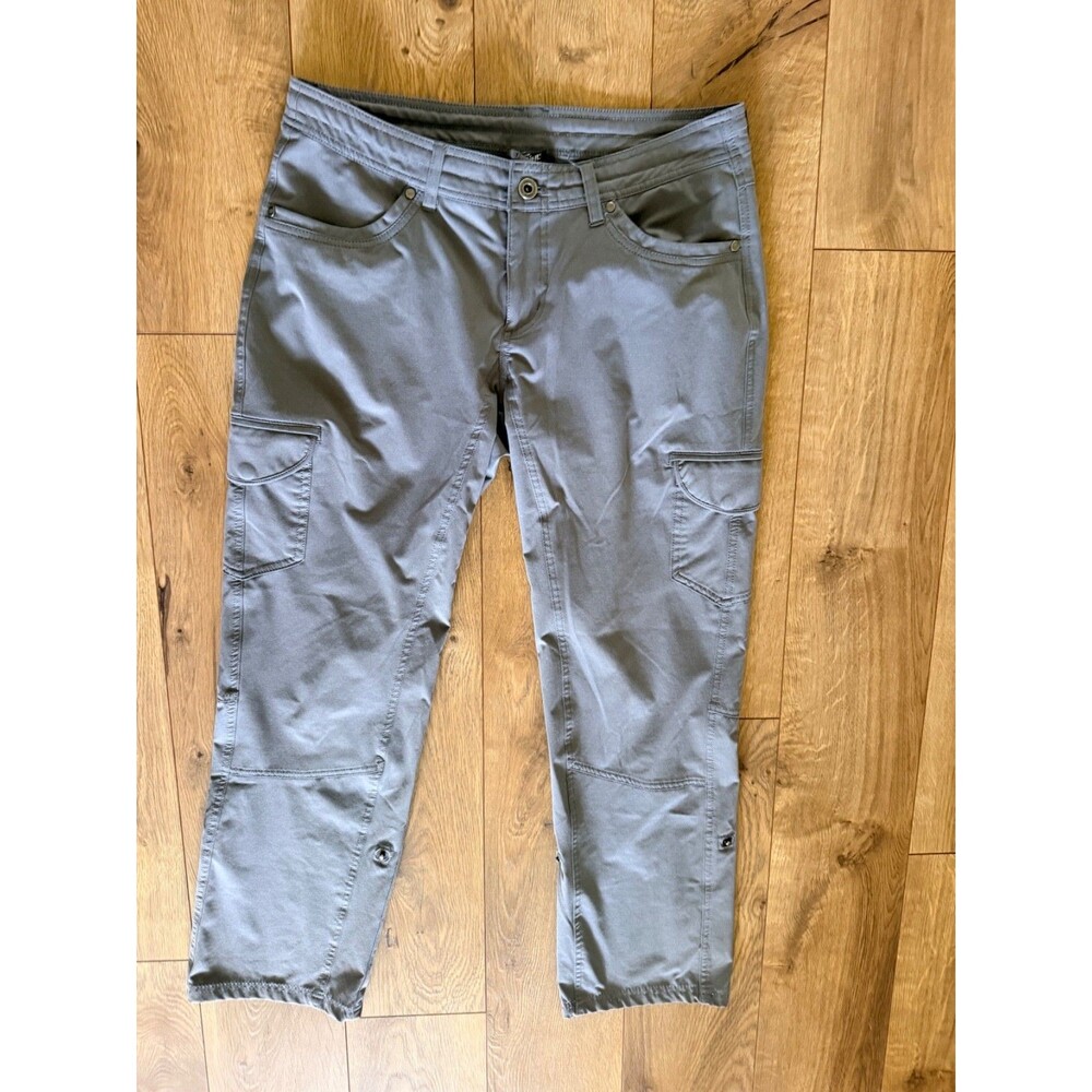 Womens Kuhl Pants Roll Up Cargo Hiking Outdoor Trail Performance Gray Sz 8